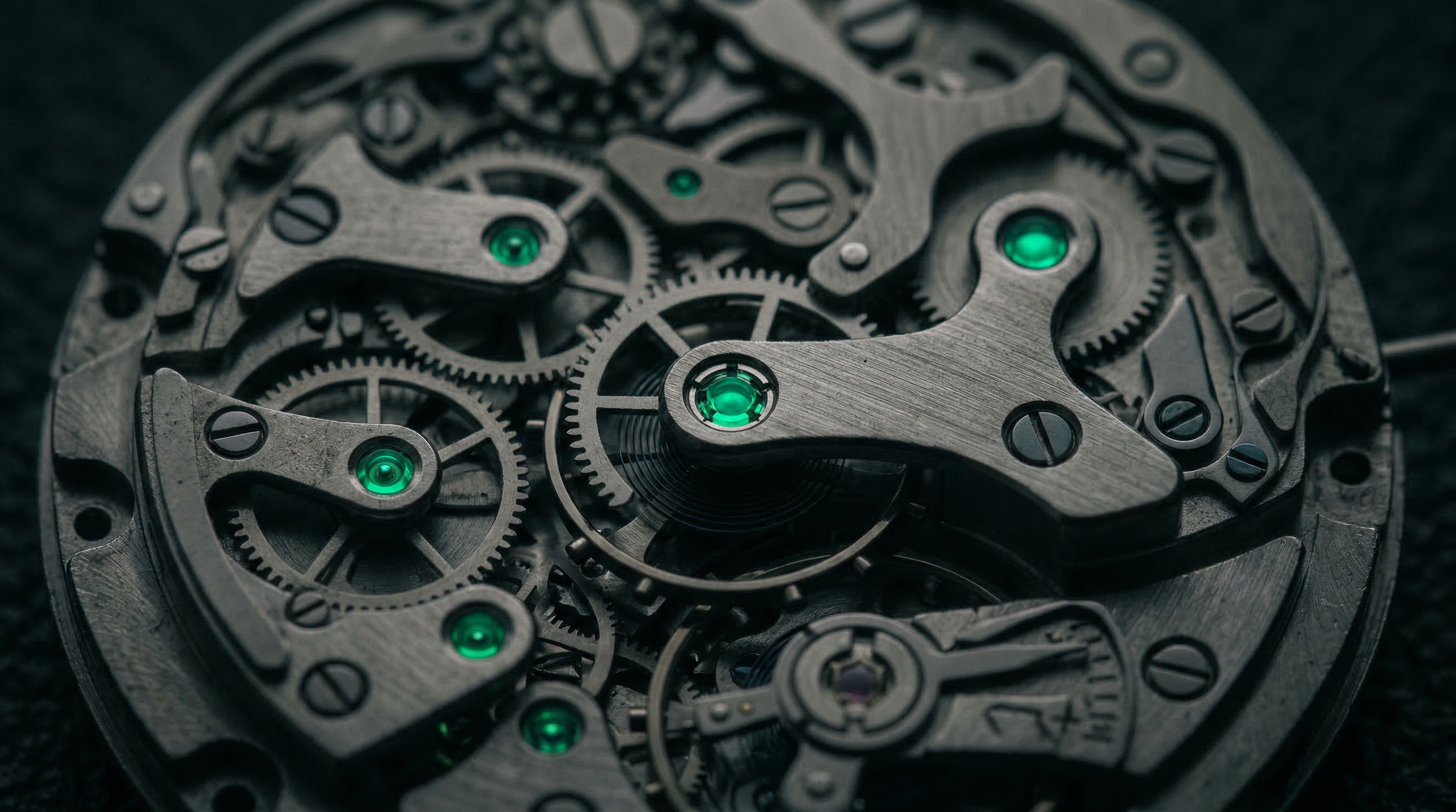 Precision watch movement with emerald jewels